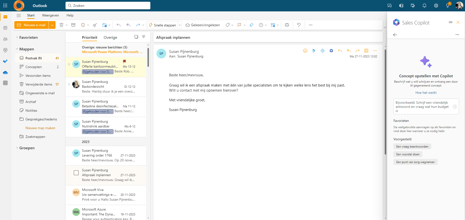 Outlook add-in Business Central