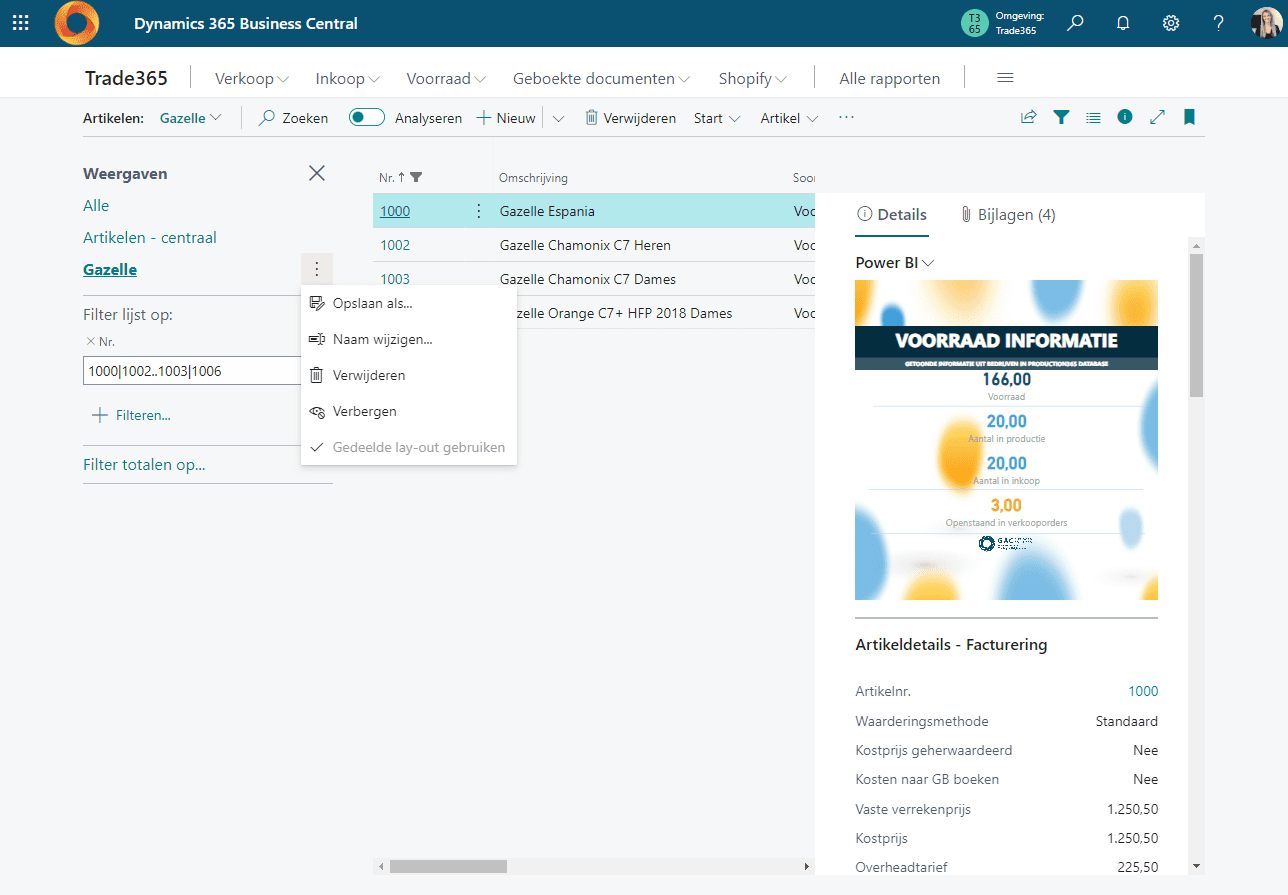 Analysemodus in Business Central