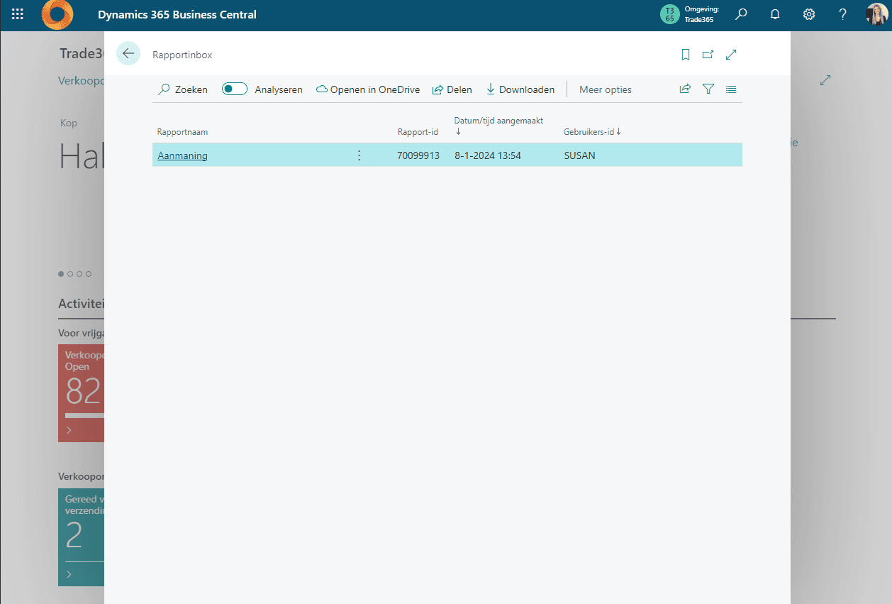 Rapporten plannen in Business Central