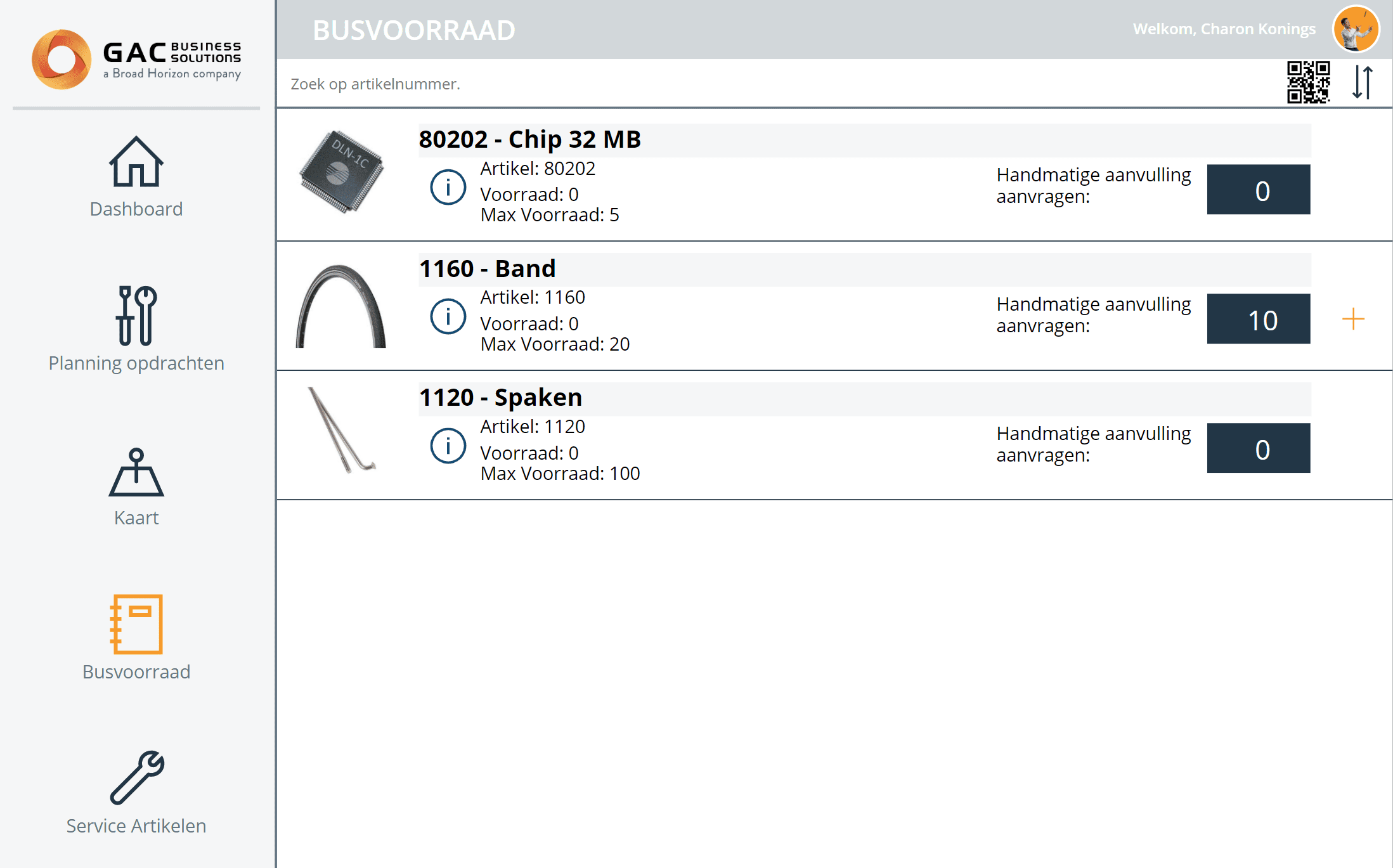 Voorraadaanvulling servicebussen in Power Apps